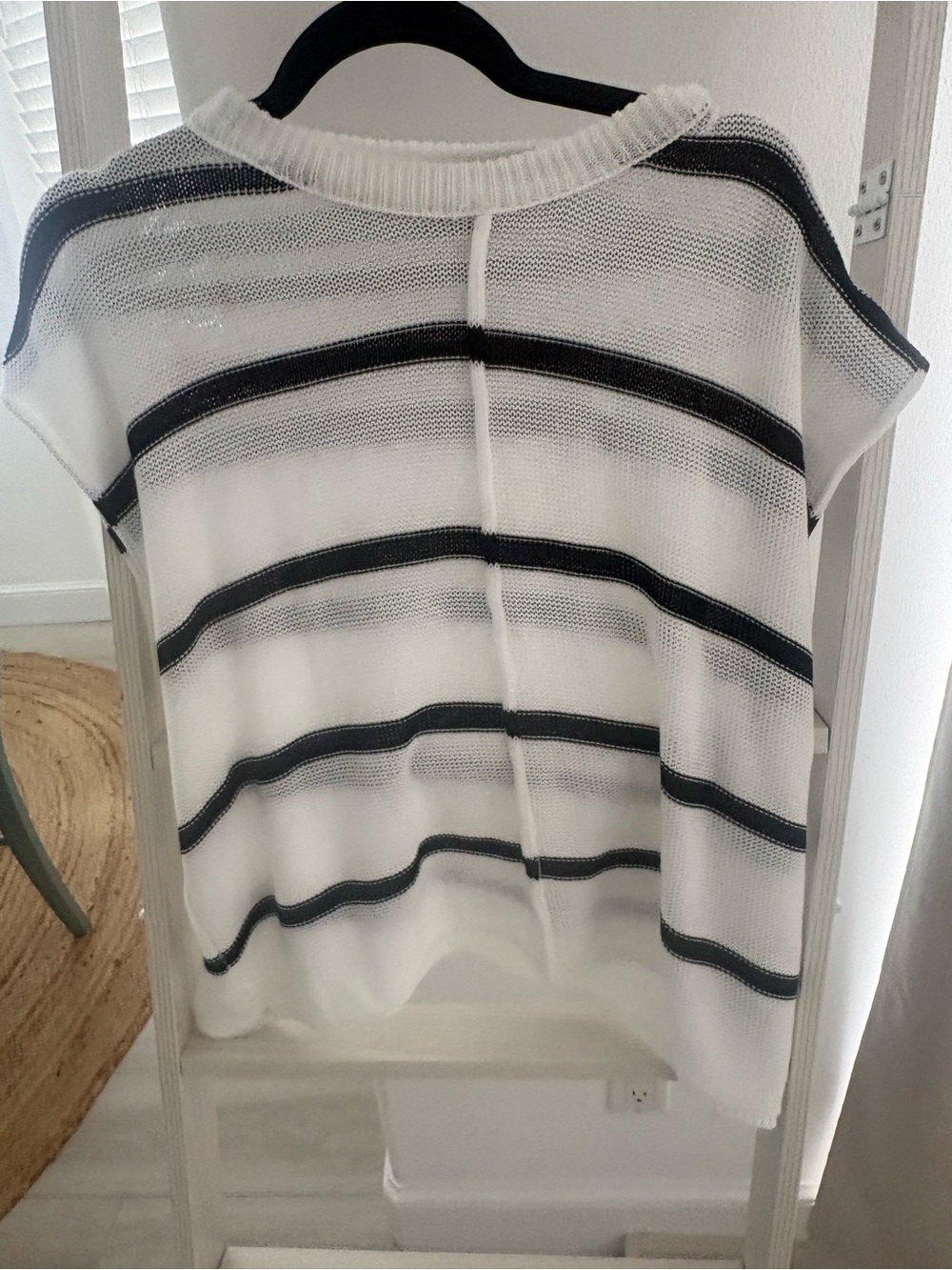 Striped Lightweight White and Black Women’s Sweater